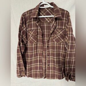 Oversized fit plaid flannel Button Down Shirt for Women